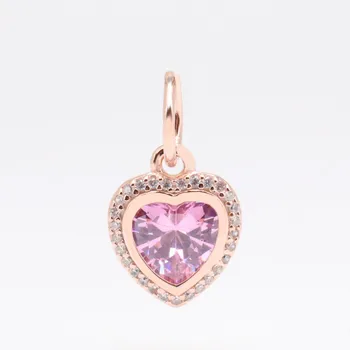 

Original 925 Sterling Silver Charm New Fashion Pink Love Pendant Fit Pandora Women Bracelet & Necklace Diy Jewelry