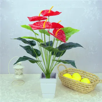 

18Fork/branch Artificial Plants Anthurium Decoration Green Turtle Leaves Garden Home Decor Artificial Flowers Grass Plant Bonsai