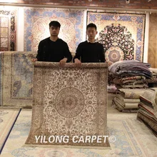 YILONG 4'x6' персидский турецкий Шелковый ковер Классическая персидская антикварная вещь Iran шелковые ковры(WY342A4x6