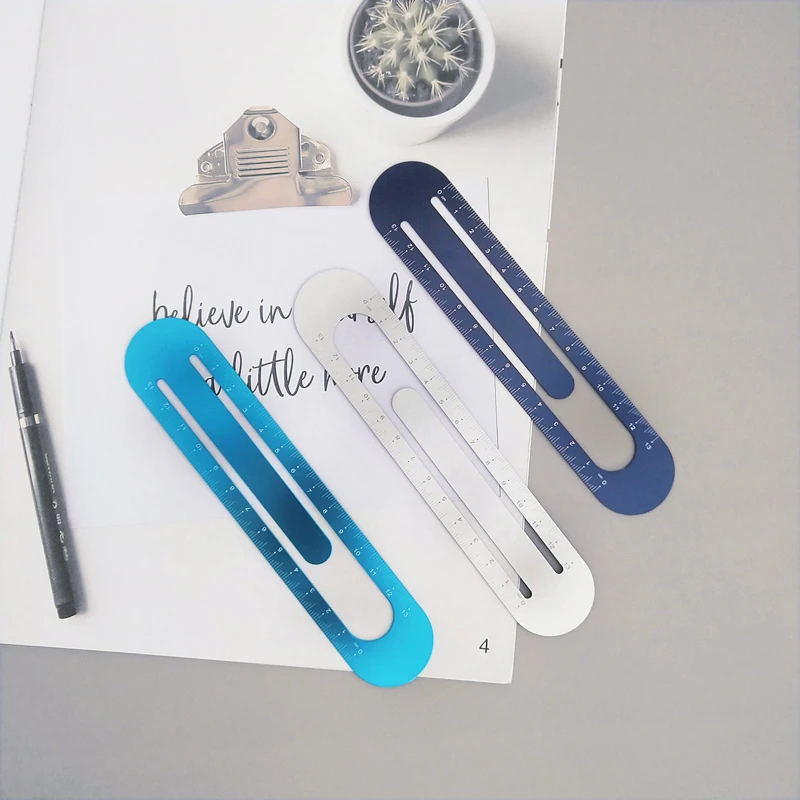 Stainless Steel Metal Ruler Metric Rule Precision Double Sided Measuring Tool 13cm bookmark H0079