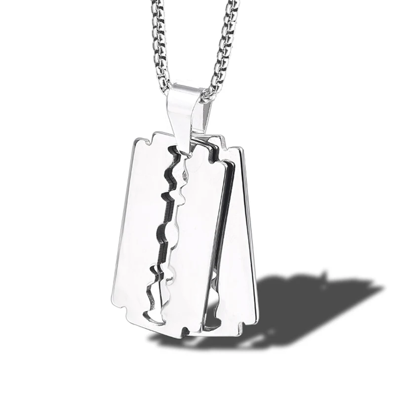 Razor Blade Pendant Necklace 1Pcs Or 2Pcs Stainless Steel Blade Shaver