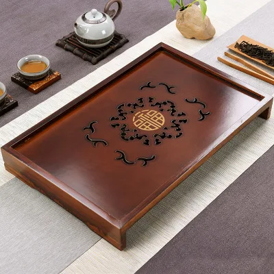 XMT-HOME прямоугольный деревянный чайный столик из массива дерева сервировочный чайный лоток для церемонии стол китайский чайный набор кунг-фу аксессуары - Цвет: 42x27x5cm