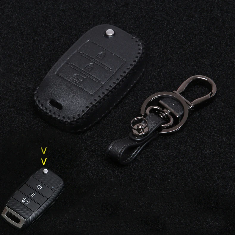 3 button black Lsrtw2017 Натуральная кожа Автомобильный ключ сумка Стайлинг для Kia K3 Kia Cerato интерьерные молдинги аксессуары 2012 - Название цвета: 3 button black