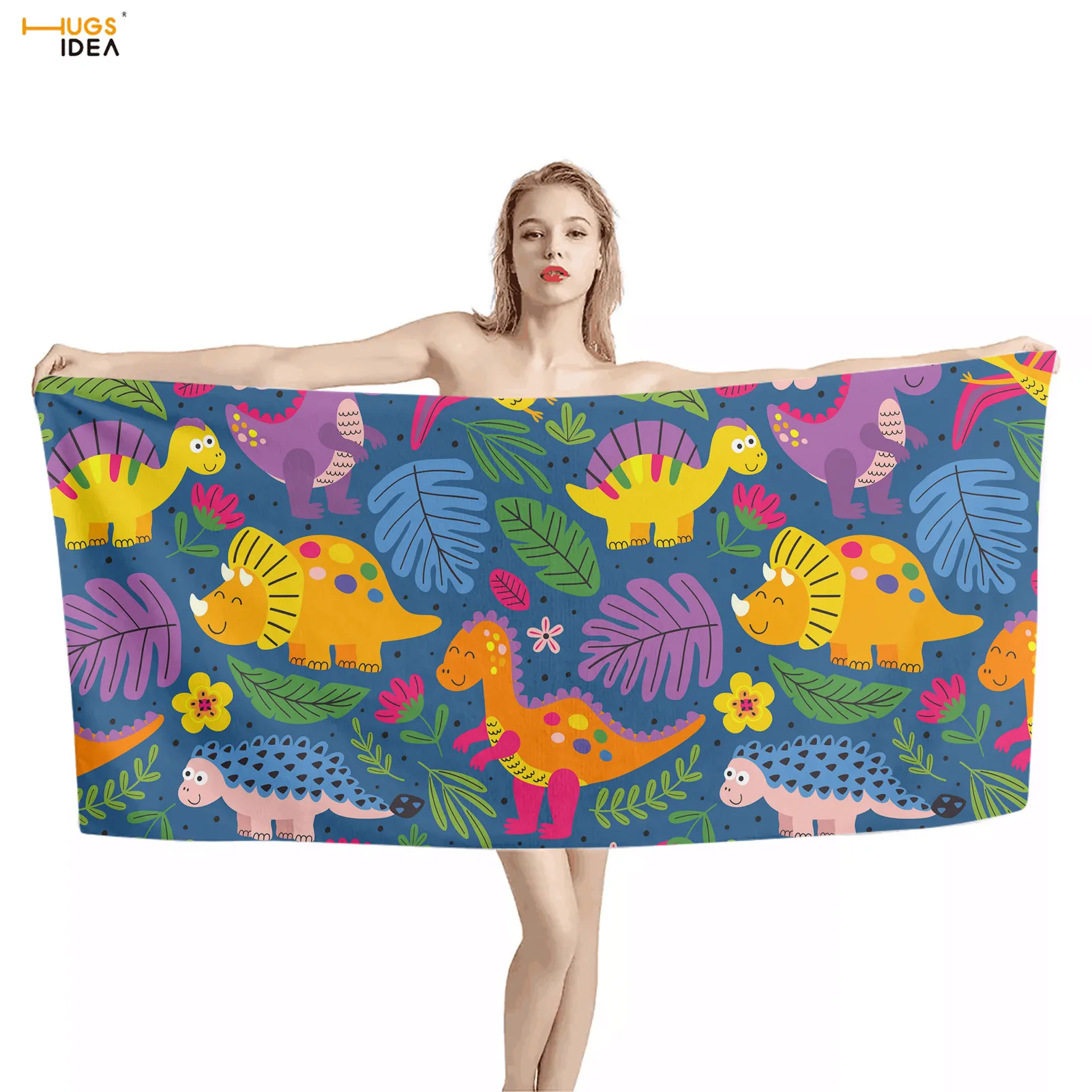 Полотенце для душа HUGSIDEA с мультяшным рисунком динозавра детское