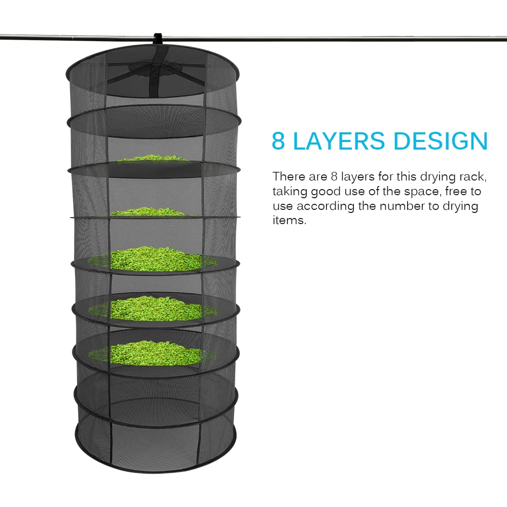 Сверхмощная сушильная стойка подвесная Сухая Сетка 60 см 8 слоев с отверстием дизайн для трав цветы бобы