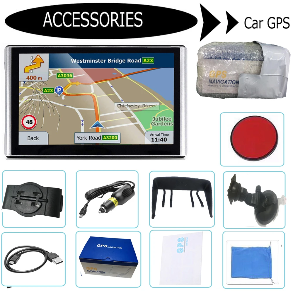 GPS navigation7 inch Tourist navigator256MB capacitive screen satellite gps explorer carGPSrobot Dashboard navigation latest Eur