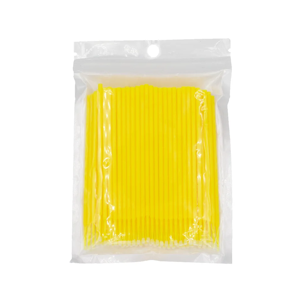 100pcs Disposable Micro Brush Individual Eyelash Extension Brush 5 Color Mascara Applicators Sticks Lash Removing Makeup Tools - Цвет: CB1-Yellow