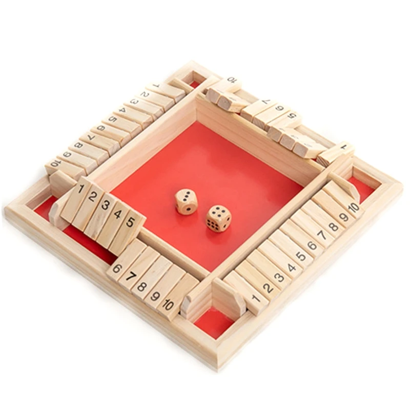 

4 Player Shut The Box Wooden Table Board Game Family Traditional Game Dice Toy