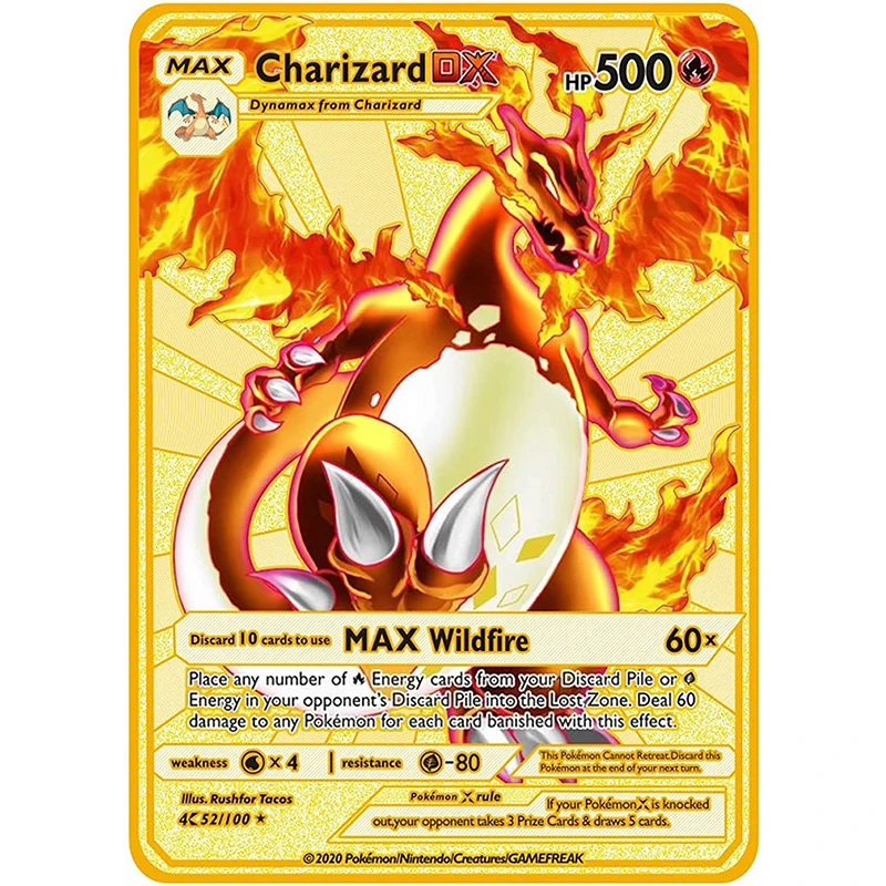 Bil dedikation Accor Pokemon Card Charizard MAX Custom Metal DX CardRainbow Gold Pokemon Card HP  500 Toys for Children Pokemon Cards|Game Collection Cards| - AliExpress