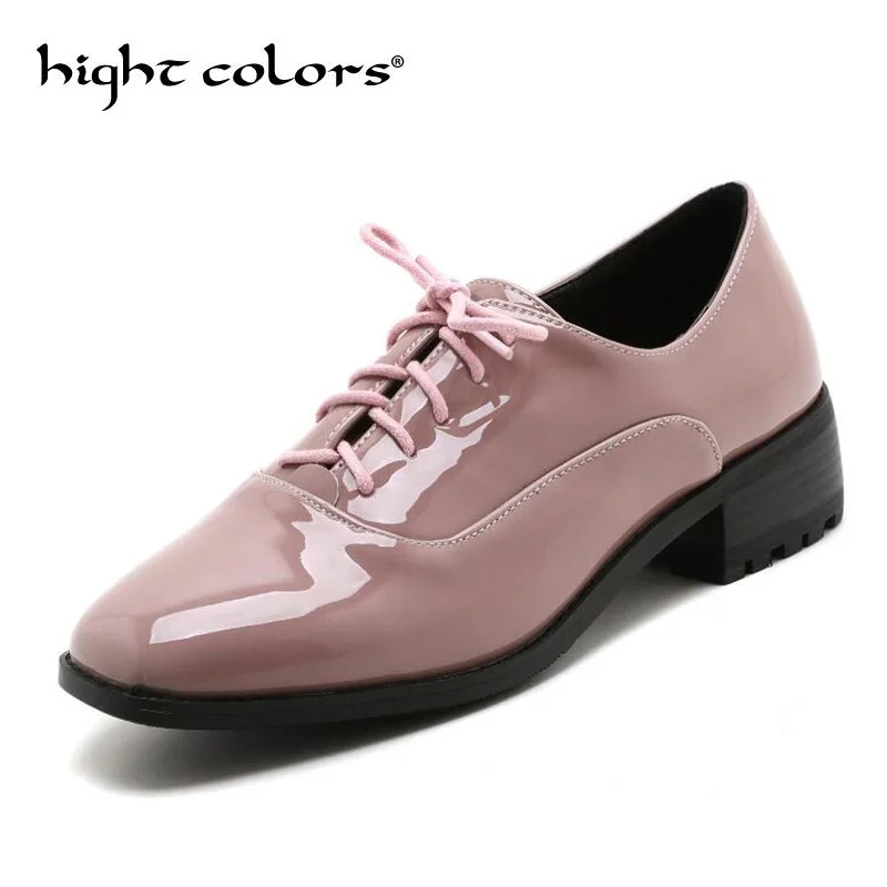 Новые Демисезонные женские туфли-оксфорды из лакированной кожи повседневная
