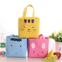 Портативная сумка для еды и пикника с мультяшным животным принтом кота, плотные термо-пищевые свежие сумки, сумка-термос для женщин и девочек
