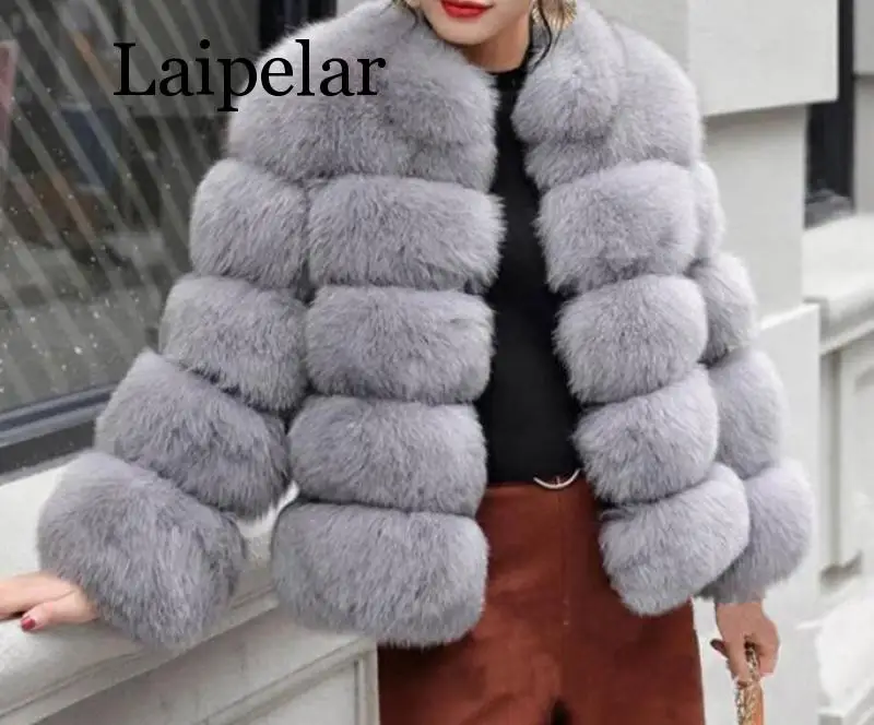 Laipelar Новое поступление женские зимние толстые пальто из настоящего меха лисы Меховая куртка лисица высокого качества пальто со стоячим верхняя одежда с воротником