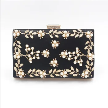 

Women Handbags Flower Party Evening Bags Luxury Handmade Ladies Elegant Money Bag with Chain Pearl Women Flora Purse