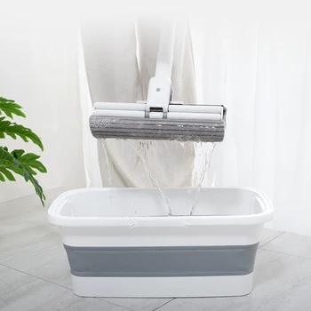 

Foldable Bucket For Mop Washing Silicon Folding Handheld Portable Cleaning Bucket Mop Set Home Cleaning Tools Fishing Car Wash