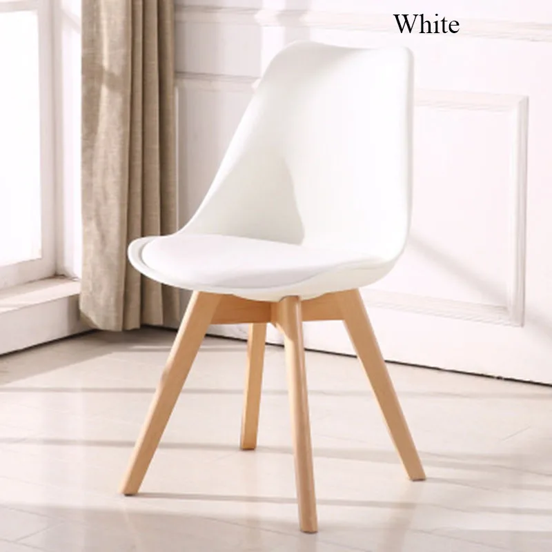 Твердый деревянный Повседневный пластиковый надежный задний стул простая столовая балкон гостиная мебель для дома кабинет спальня студенческий стул - Цвет: Белый