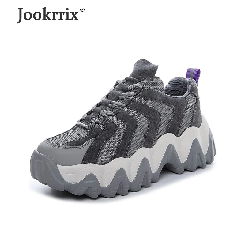 Jookrrix/Коллекция года; женская обувь из натуральной кожи; удобная обувь на танкетке, увеличивающая рост; женские брендовые кроссовки на толстой подошве