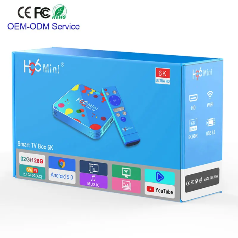 4 ГБ 128 ГБ H96 Мини Android 9,0 tv Box Allwinner H6 четырехъядерный 6K H.265 Wifi Bluetooth HD Youtube телеприставка 4GB32GB коробка