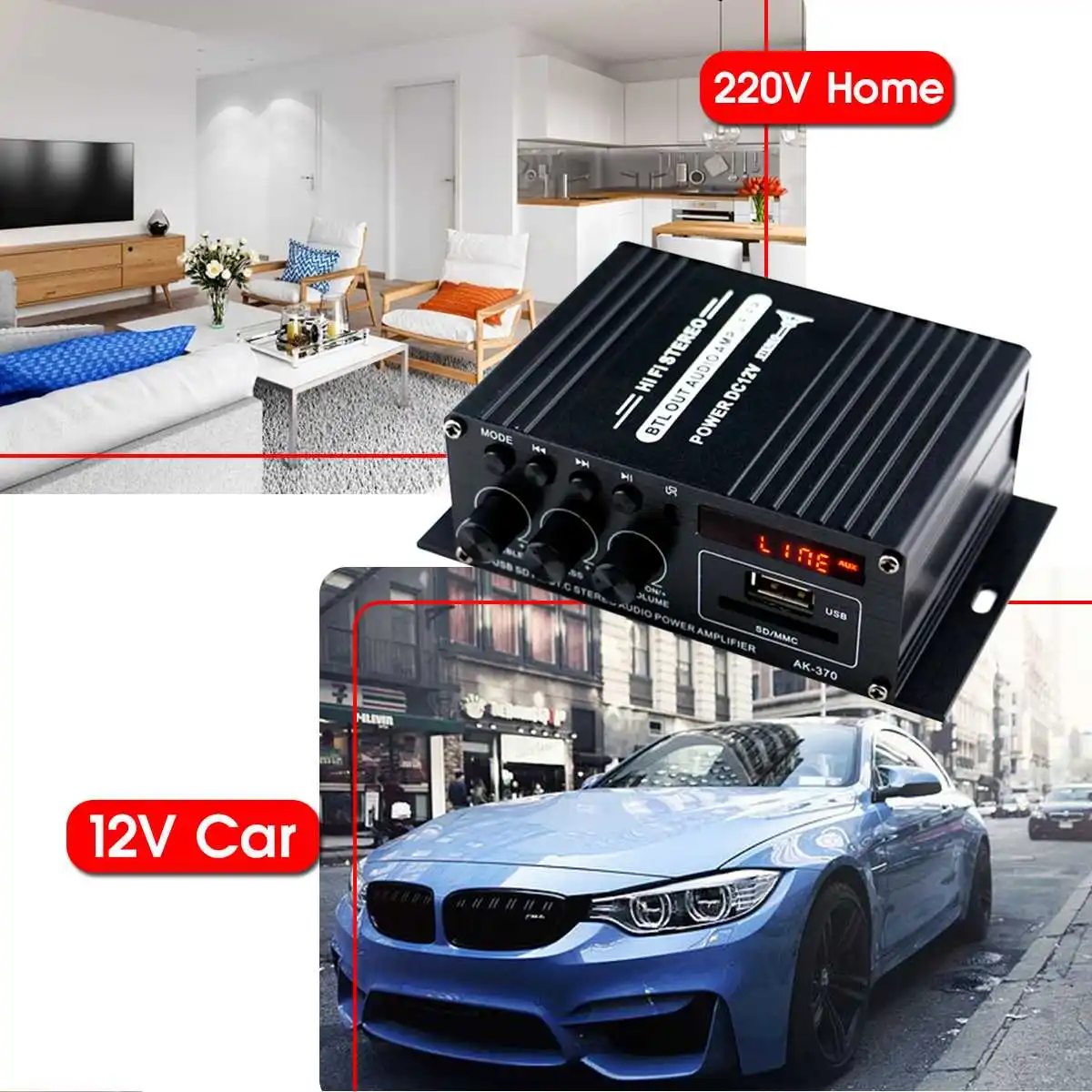 400 Вт 2*200 Вт стерео Hi-Fi автомобильный домашний сабвуфер автомобильный аудио усилитель звука динамик bluetooth EDR аудио светодиодный дизайн усилители
