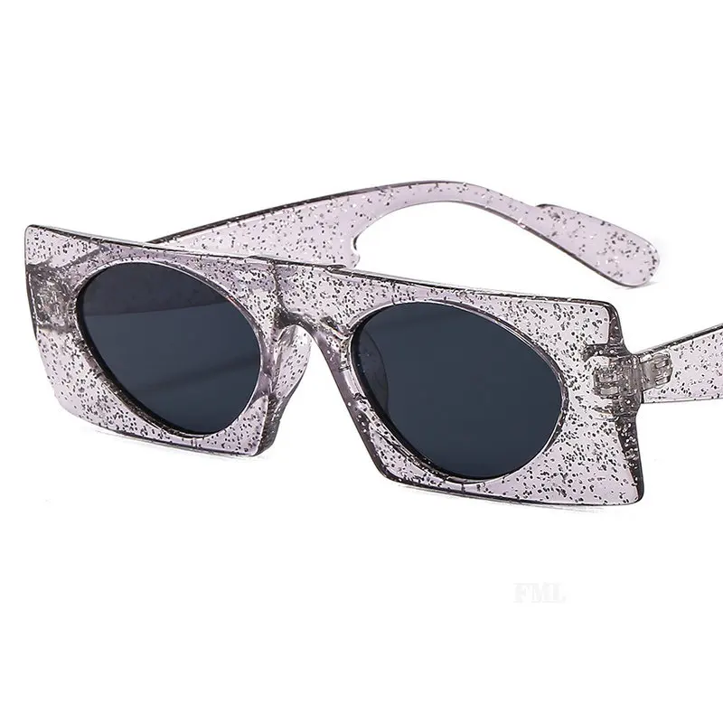 Модные Винтажные прямоугольные блестящие солнцезащитные очки в небольшой оправе для женщин, женские леопардовые Квадратные Солнцезащитные очки, очки FML - Цвет линз: silver gary