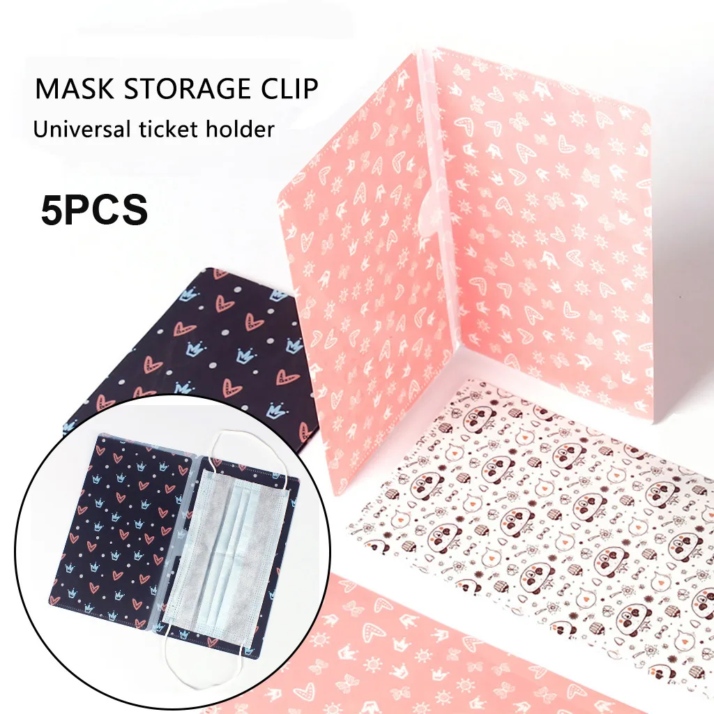 

5pcs Print Seal Portable Masks Storage Folder Masks Keeper Clip Container Case Printing Foldable Maska Storage Clip Mask Holder