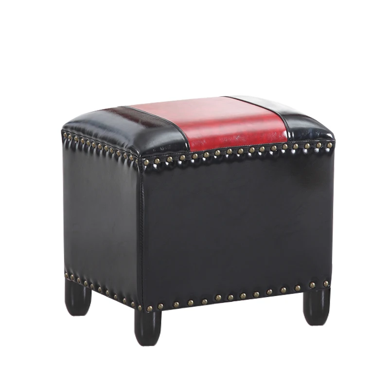 

American solid wood small bench living room home change shoes coffee table sofa bench fitting room leather stool