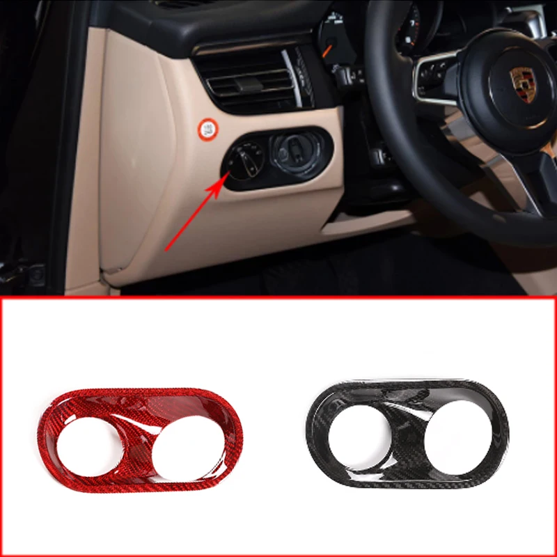 

Headlight Switch Frame Decoration Cover Trim For Porsche MACAN 2014-2020 Real Carbon Fiber Car Interior Accessories