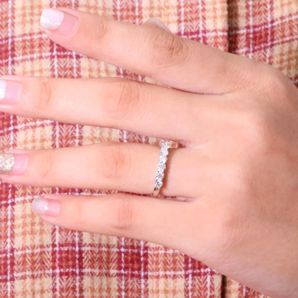 AEAW 3 мм 0.7ctw DF цвет широкое Помолвочное кольцо свадебное Moissanite Половина Вечности алмазный обруч для женщин в серебре