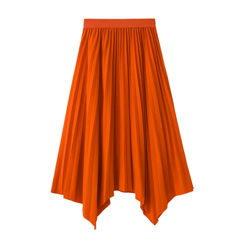 Spring And Summer New Style Irregular Hem Organ Pleated Skirt High Waist Skirt 8512