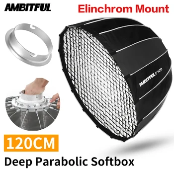 

AMBITFUL Portable P120 120CM Quickly Fast Installation Deep Parabolic Softbox + Honeycomb Grid for Elinchrom Mount Flash Softbox