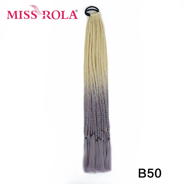Synthetic Chignon Hair 60cm Hair Color Gradient Dirty Braided Ponytail Women Elastic Hair Rubber Band Hair Accessories Headband B50