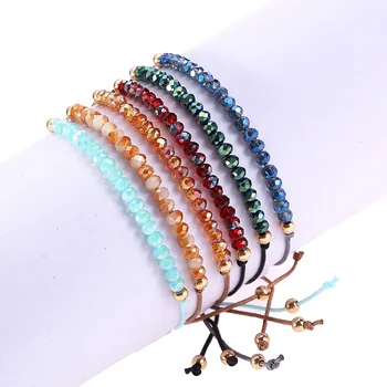 

Hand Woven Charm Bracelet Adjustable Rope Colorful Geometric Crystal Lucky Bracelet Male and Female Couple Jewelry