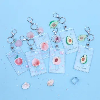 

Avocado Peach Cute Cartoon Badge Card Holder Nurse Doctor Exhibition Pull Key ID Name Card Badge Holder School Office Supplies