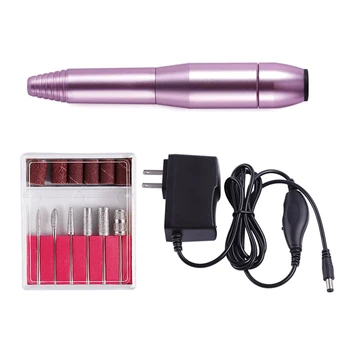 

Mini Nail Polisher Electric Nail Art Drill 6 Bits Manicure Polishing Machine Pedicure Tools US Plug