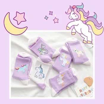 

Sexy Autumn Women Cotton Unicorn Socks Cartoon Animals Popular Funny Socks Printed cartoon unicorn pattern Art Happy Socks