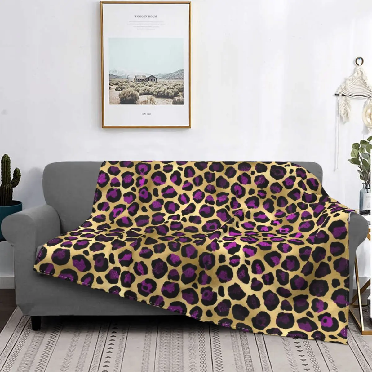 Фиолетовое одеяло с леопардовым принтом плюшевое мягкое Фланелевое Флисовое в