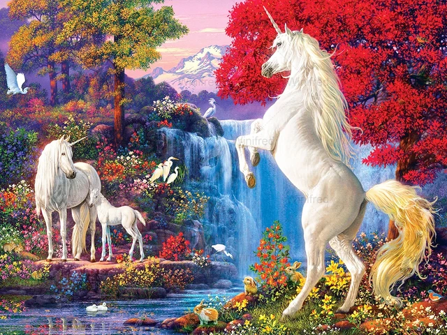 Beautiful Waterfall & Unicorn Diamond Painting