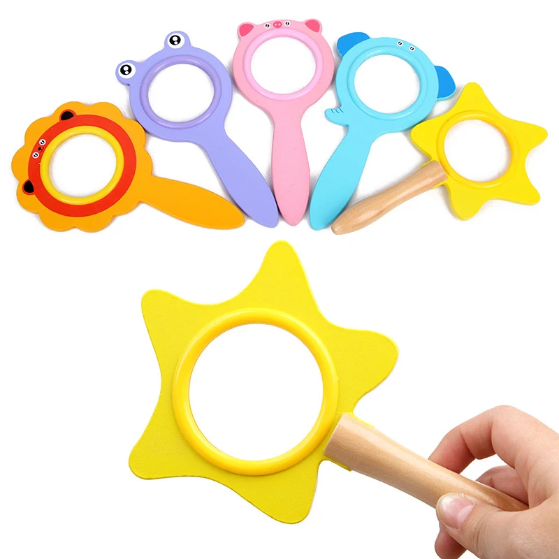 Children's Cute Creative Wooden Magnifying Glass Science Toy Novelty Science Magnifying Glass Educational Toys For Children New
