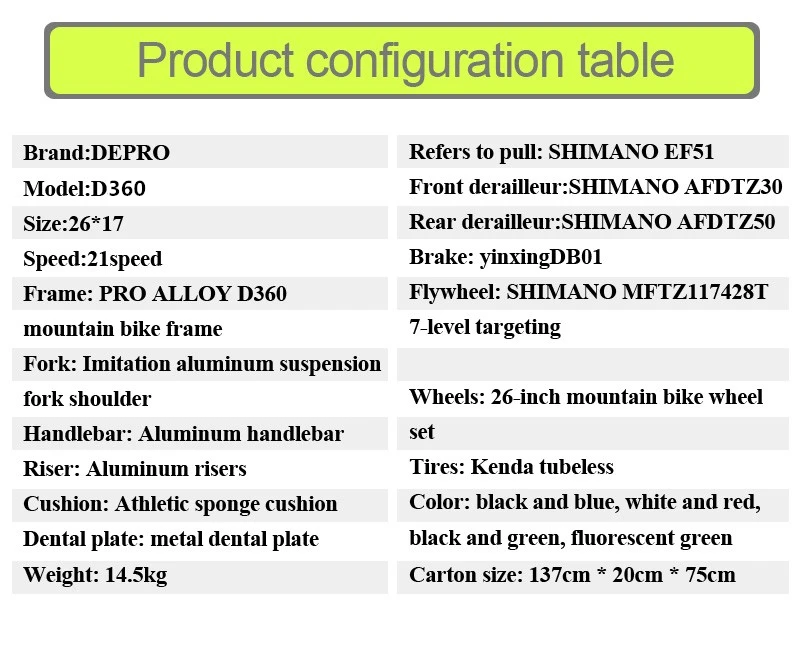 Cheap DEPRO Professional 21 Speed Mountain Bike Bicycle Aluminum Frame Suspension Fork  Braking Bikes 26 inch MTB Road Racing Bicycle 5