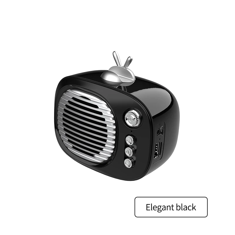 Ретро стиль Bluetooth динамик винтажный fm-радио портативный сабвуфер мини беспроводной громкий динамик Поддержка TF карта USB флешка 3,5 мм кабель - Цвет: Черный