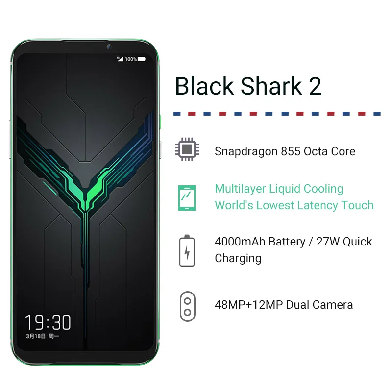 Global Version Xiaomi Black Shark 2 8GB 128GB Gaming Phone Snapdragon 855 Octa Core 6.39