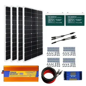

Eco-worthy 100W 200W 400W Solar Panel System Kit for 12V/24V Battery Power Charge & Controller Home RV