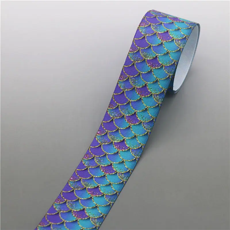 DHK 1,5 ''10 ярдов шаблон рыбья шкала напечатанный Grosgrain ленточный аксессуар Hairbow головной убор украшение «сделай сам» оптом 38 мм B1817 - Цвет: 10159