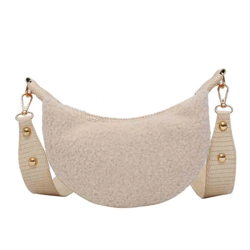 Бежевый Women's Woolen Dumplings Package New Shoulder Messenger Package Fashion Wild Bag women messenger bags small female shoulder bags - Цвет: Бежевый
