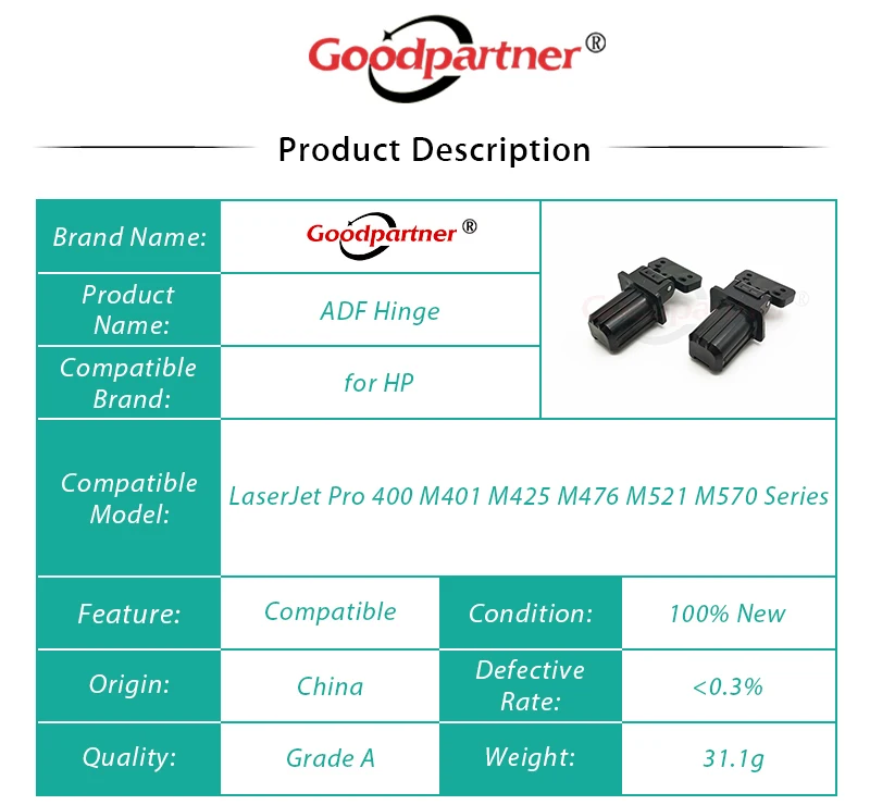 Conjunto da Dobradiça Adf para hp Laserjet Pro Cf28860030 Cf288-60027 400 Mfp M425dn M425dw M425 M401 M521dn M521 M476 M570 425 2x - Imagem 4