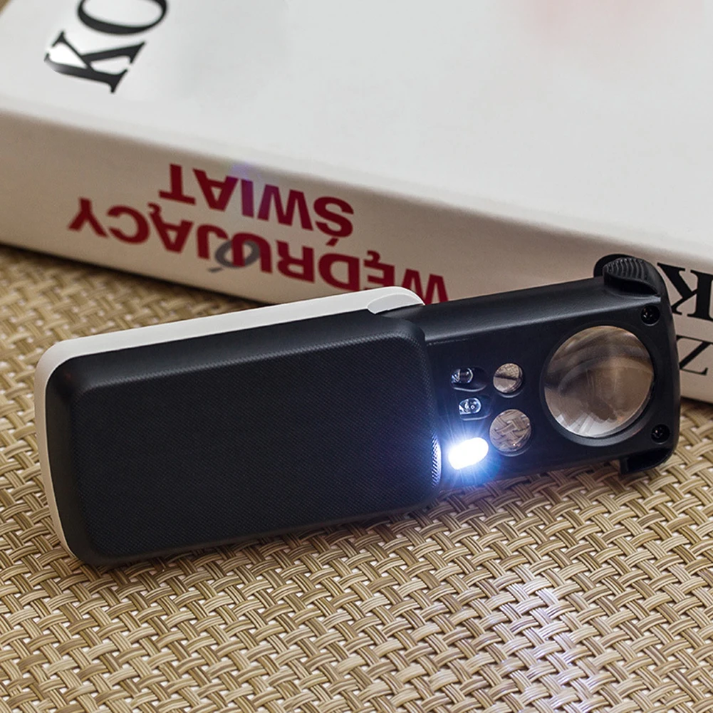 Loupe Poche 60x Avec LED UV - Pour Bijoux, Pièces, Timbres - Portable Avec Étui