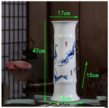 Chinese Jingdezhen Ceramic Tube Rich Bamboo Vase Flower Arrangement Livingroom Home Figurines Craft Office Furnishing Decoration - Цвет: style9-L