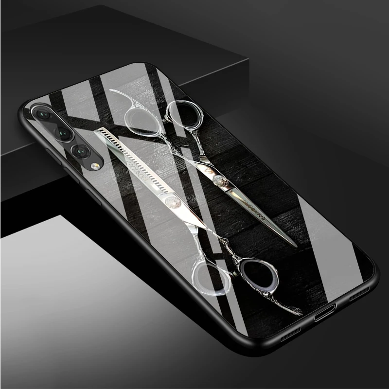 Barber Shop Hair Stylist tools Tempered Glass Phone Case For Huawei P20 P30 P40  P40 Lite Pro Psmart Mate 20 30 Cover Shell huawei snorkeling case