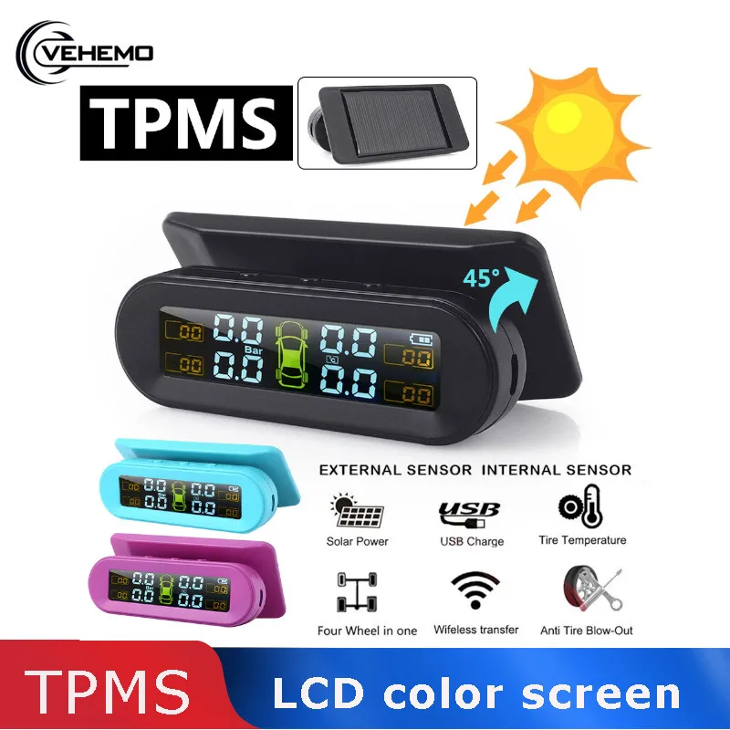 

Wireless TPMS Type with 4 External Sensor Tire Pressure Monitoring System Alarm Security Dashboard Digital Universal Windshield