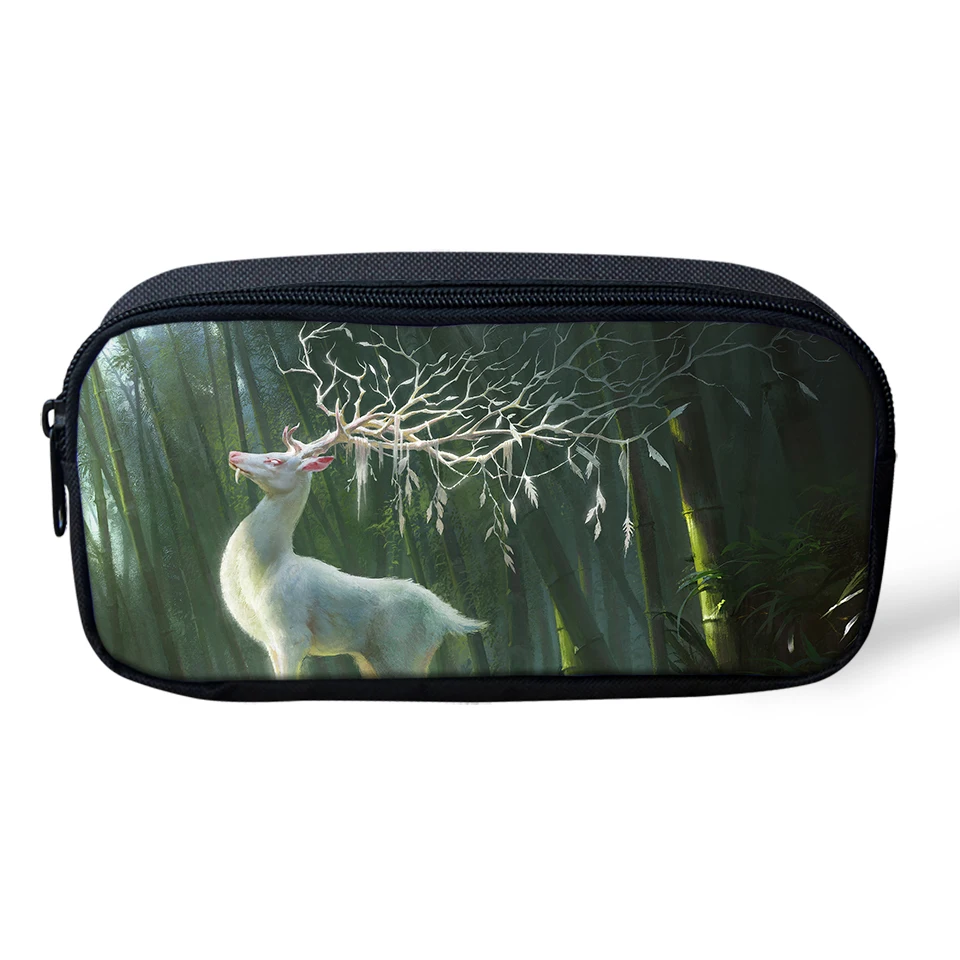 

HaoYun Fashion Kids Pencil Case Fantasy Deer Print Pattern Students Stationery Box Cartoon Animal Design Children's Pen Bags