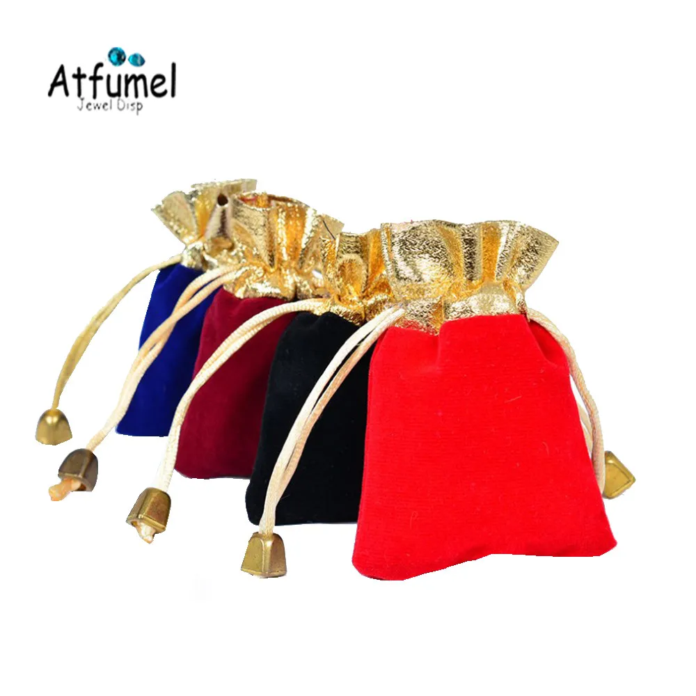100Pcs Gold Bead Drawstring Jewelry Pouch Velvet Earring Bracelet Storage Travel Bag Birthday Weeding Ring Gift Pouches | Украшения и